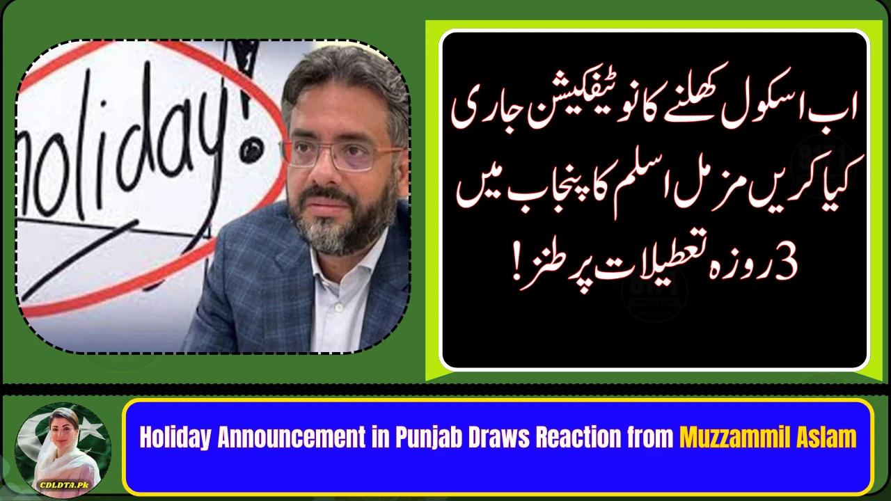 Holiday Announcement in Punjab Draws Reaction from Muzzammil Aslam
